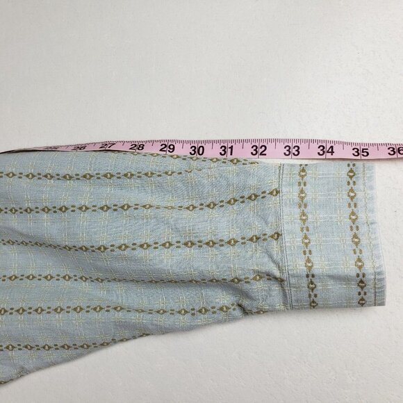 Woolrich Button Front Shirt Mens Large Blue Striped Long Sleeve Casual Dress - Picture 9 of 11